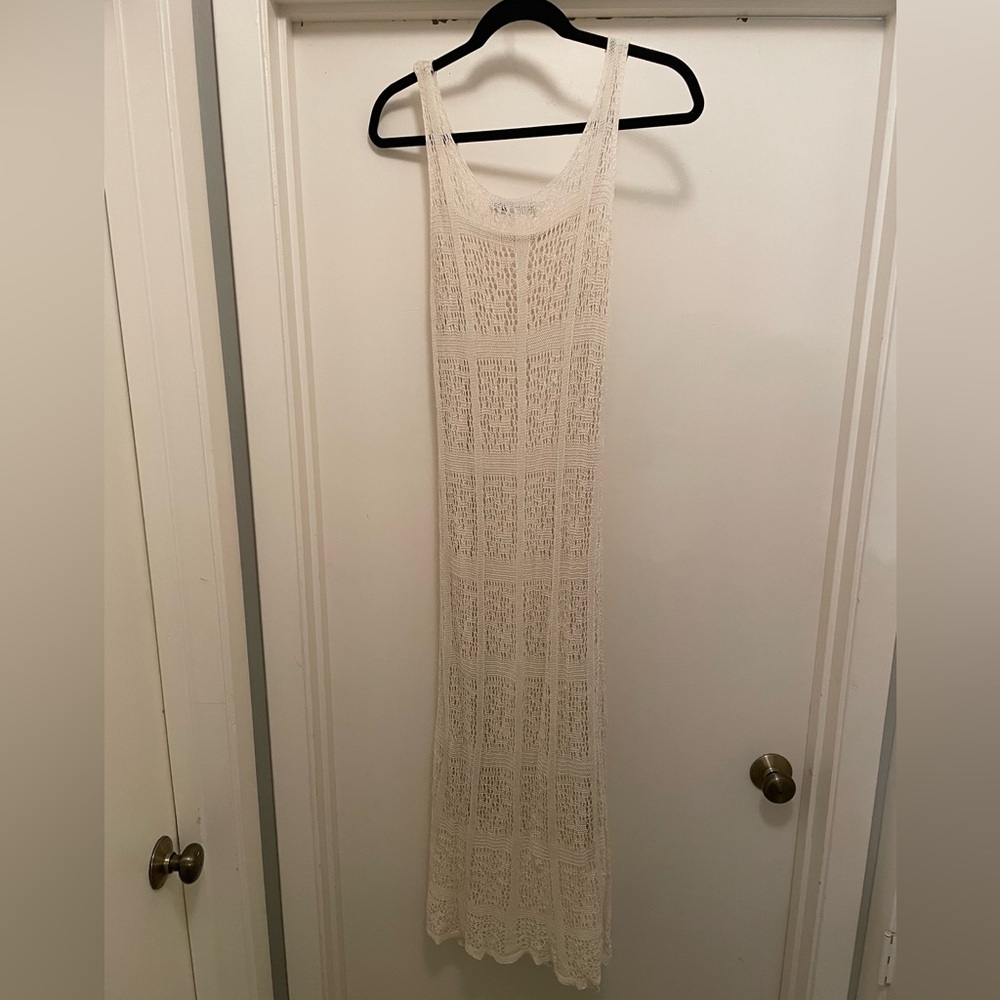 Zara Open-Knit Maxi Dress in Cream